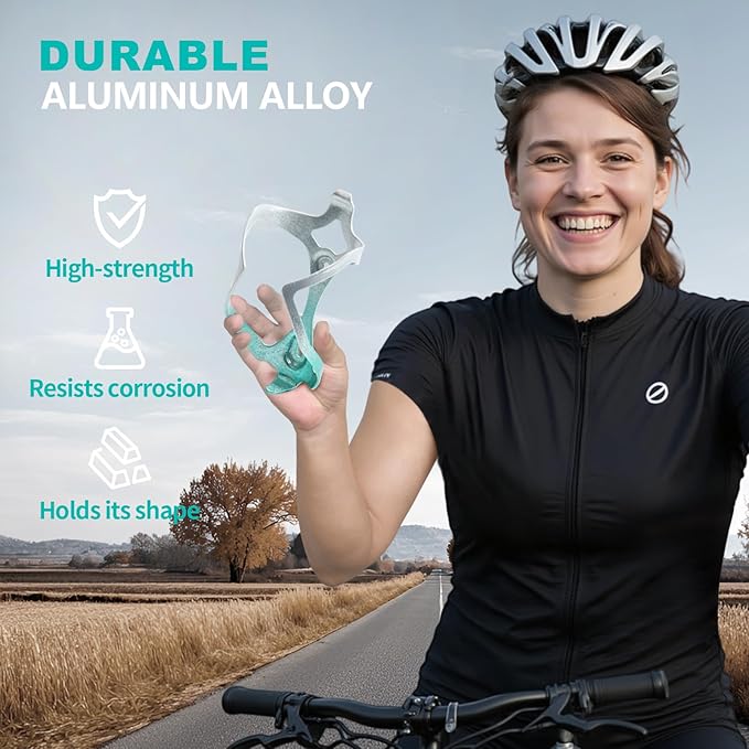 Bike Water Bottle Holder Bicycle Cage for Mountain Road MTB Gravel Adult Bikes Cycling Universal Carrier Rack 2 Pack Aluminum Alloy Ultralight Kettle Drink Accessories Greenish Cyan