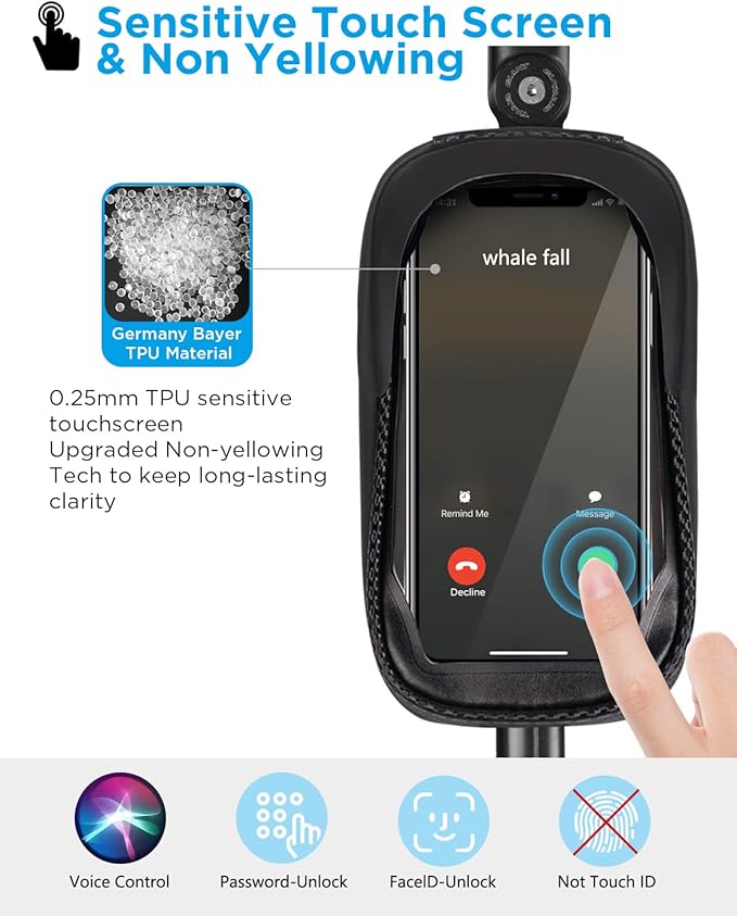 whale fall Bike Frame Bag Waterproof, 3D Eva Hard Shell, Bike Phone Holder, Bicycle Top Tube Bag, Cycling Pouch with Rain Cover, Bike Accessories for Phones Under 7"