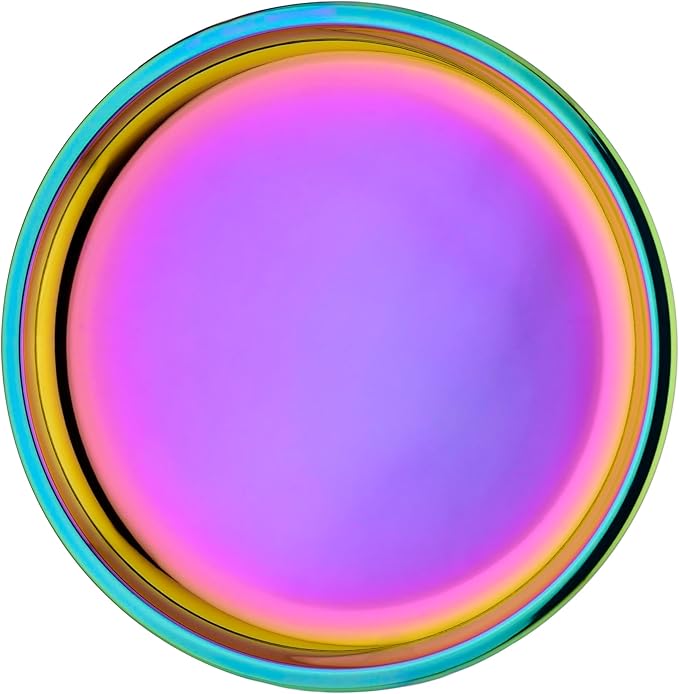 Ahimsa Stainless Steel Kids Plates, 9" Colorful Stainless Steel Plate, Pediatrician Designed & Non Toxic, Unbreakable, Dishwasher Safe, Rainbow