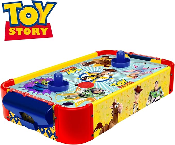 World Tech Toys Toy Story Air Hockey Table for Kids - Buzz & Woody Tabletop Game with Puck, Pushers & Air Flow System - Disney Pixar Licensed - Kids 4+