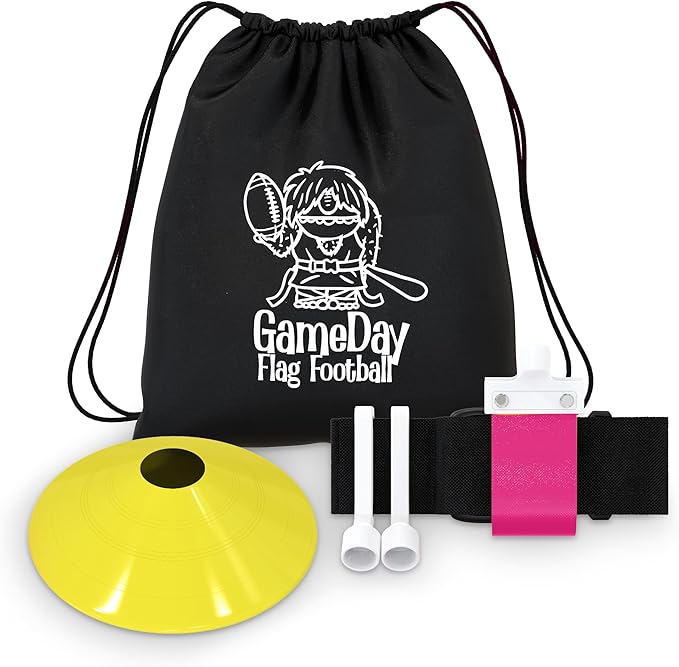 Gameday Flag Football Set – Kits for 2–14 Players w/Belts, Agility Cones & Carry Bag – Available in Multi Colors & Sizes
