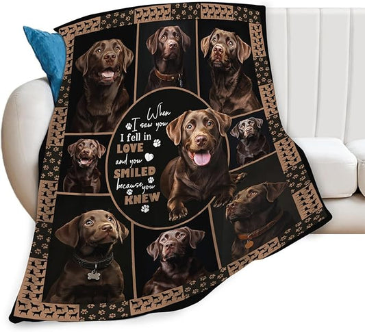Labrador Blanket Gifts for Girls Boys Chocolate Lab Dog Lovers Throw Blankets Cozy Plush Fleece America Flag Flannel Fuzzy 50"X40"