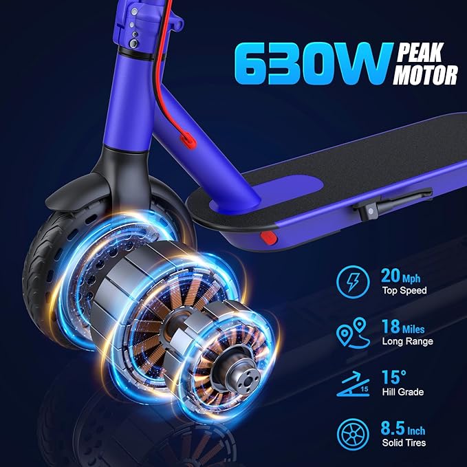 Caroma Electric Scooter Adults, Powerful 350W/500W/750W Motor, Top Speed 20/25 Mph & 18/25/30 Miles Range, 8.5" Solid Tires, Cruise Control E Scooter for Adults (Multiple Options)