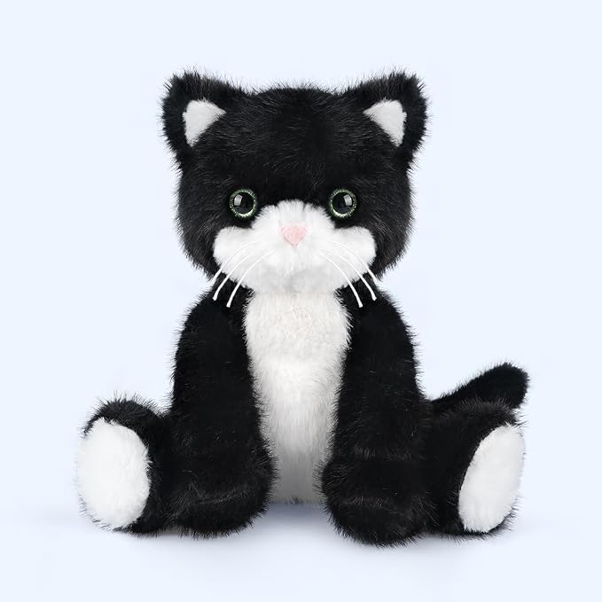 Heatable & Coolable Black and White Cat Stuffed Animal, Cat Heating Pad Microwavable for Soothing & Relaxation, Lavender Scented Tuxedo Cat Plush Toy for Stress Relief, Cat Toys for Kids