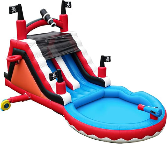 23ft(L) Commercial Water Slide for Adults Kids with 950W Blower, Heavy Duty PVC Large Water Slides Bounce House for Outdoor Summer Fun, Inflatable Backyard Water Park Great for Party, Wet Dry Use