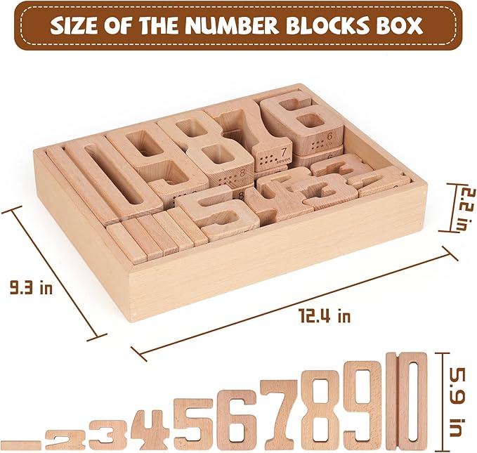 Large Wooden Number Building Blocks, Number and Counting Blocks,Balance and Stacking Blocks,32 Pcs Math Blocks,Educational Toys for Toddlers,Preschool Math Toys,Number Recognition Toys