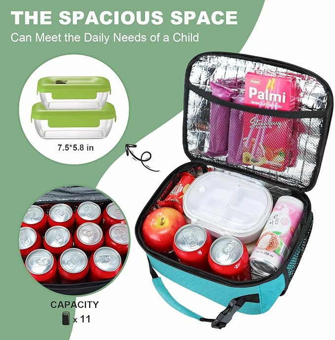 Kids Lunch Box for Boys Girls Lunch Bag Insulated Durable Lunchbox Children Lunch Tote Bag for School Light Blue