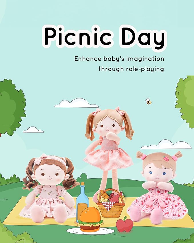 LeyaDoll Soft Baby Doll Toys (16''), My First Baby Rag Doll for 1 Year-Old Girl Birthday Gift, Christmas Plush Toys Gift for Toddler Kids Infants -Princess Breeze