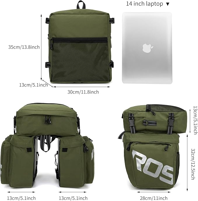 Roswheel Bike Bag Accessories Panniers for Bicycle Rear Rack Bag 50L Waterproof Mountain Electric Bike Saddle Bags for Cycling Traveling Commuting