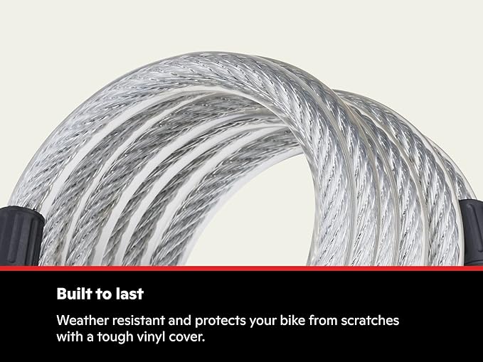 Schwinn Combination Bike Lock in Braided Steel Cable, 6 feet x 12 mm Anti Theft Bicycle Lock, Black, Security Level 3