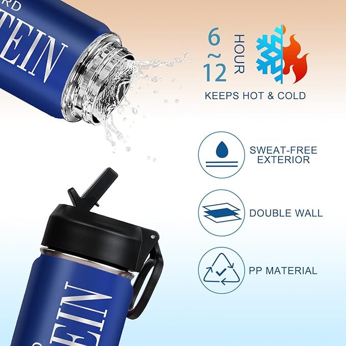 Ships from USA,Custom Water Bottle for Kids & Adults With Engraved Name,Spill Proof Personalized Insulated Stainless Steel Sports Water Bottle with Straw Lid,Personalized Christmas Gifts