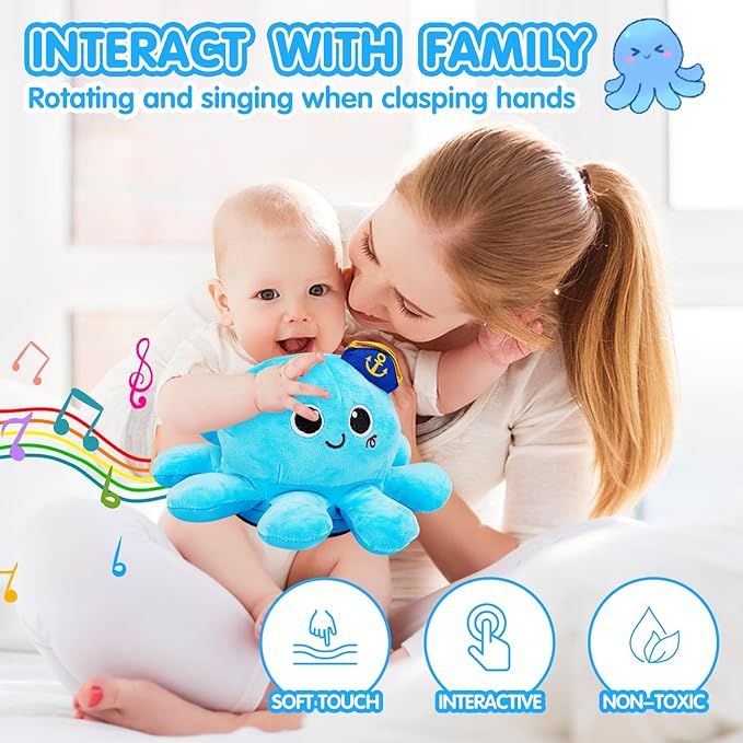 Tsomtto Baby Toys 6-12 Months Musical Plush Octopus Crawling & Walking Toys Light up Voice Control Dancing Infant Toys 0-6 7 8 9 10 12-18 Month 1 2 3 Year Old Boys Girls Tummy Time Baby