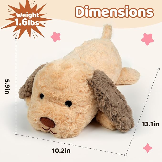 Puffpals Weighted Plush, Cute Labrador Weighted Stuffed Animal with Beads, Soft Sensory Plush Pillow Toy for Kids & Adults(13in, 1.6lbs)