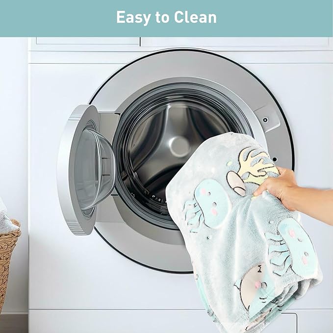 Glow in The Dark Blanket Shark Pattern for Unique Birthday Gifts for Girls Boys Teens, Lightweight Soft Cozy Warm Fuzzy 60"×80" Blue