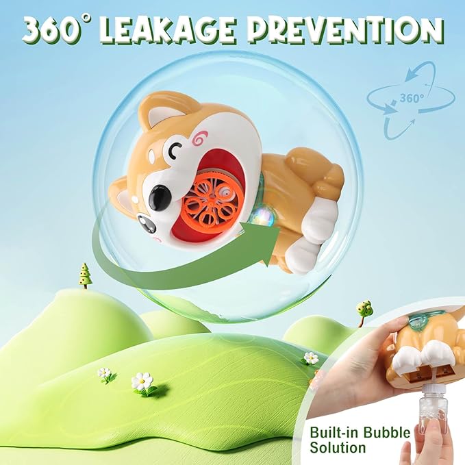Dog Bubble Machine Toys for Kids 3-8 Years Old: Bubble Blower Maker with 2 Solutions, Light & Music Outdoor Party Toy, Birthday Gift for 3 4 5 6 7 8 Year Old Girls Boys