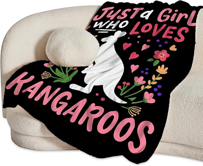 Just A Girl Ultra Soft Cozy Kangaroos Throw Blanket Fleece Fuzzy Plush Bedding - Kangaroos Lover Gifts for Women, Girls, Kids, Adults - 80"x60"
