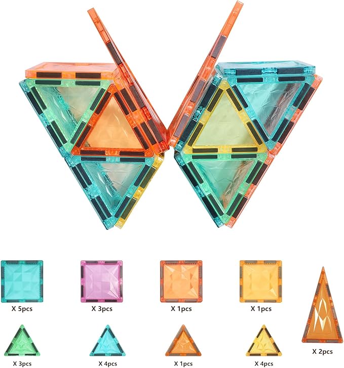 Magnetic Tiles 100-Piece Set for Kids, Magnetic Building Blocks STEM Toys for Age 3+ Boys and Girls, Educational Magnet Construction Tiles for Creativity & Learning