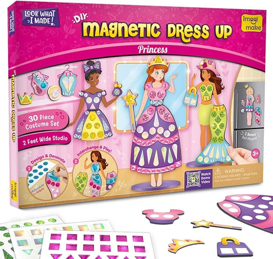 Imagimake DIY Magnetic Dress-Up Princess |Pretend Play Magnetic Toys for Kids | 30 Magnetic Dresses & Accessories | Interchange & Create Unlimited Outfits | Fun Christmas Gifts for Girls Age 3-5-8-10