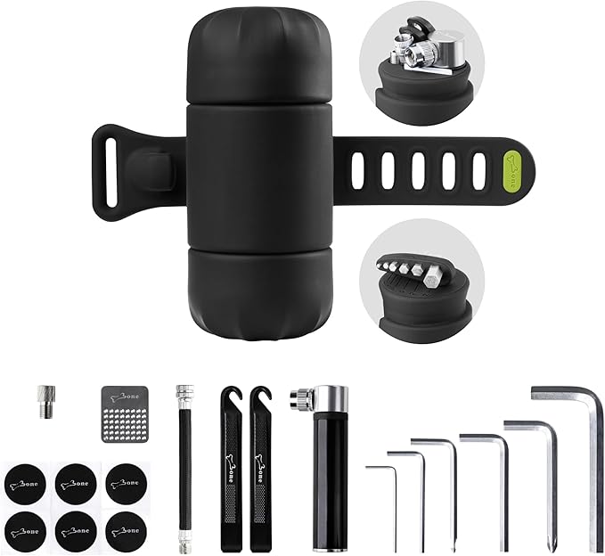 BONE Bike Portable Tool Kit, 14-in-1 Bicycle Repair Capsule, Scratch-Free & Waterproof Silicone Bag for Emergency Maintenance, Cycling accessory with Tire Pump & Wrench for Camping & Travel