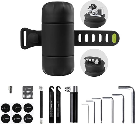 BONE Bike Portable Tool Kit, 14-in-1 Bicycle Repair Capsule, Scratch-Free & Waterproof Silicone Bag for Emergency Maintenance, Cycling accessory with Tire Pump & Wrench for Camping & Travel