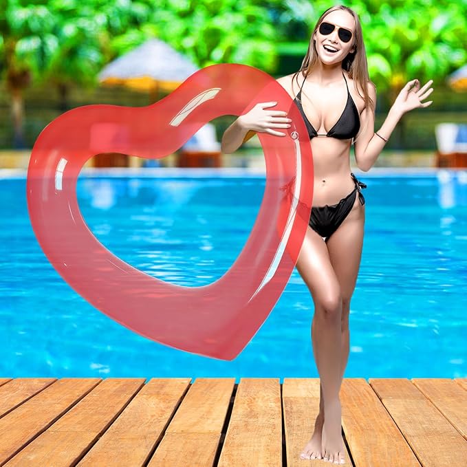 ZHUYNXIR Heart Swimming Pool Float Loungers Tube, Water Fun Beach Party Toys for Kids，Birthday Scene Layout Props.