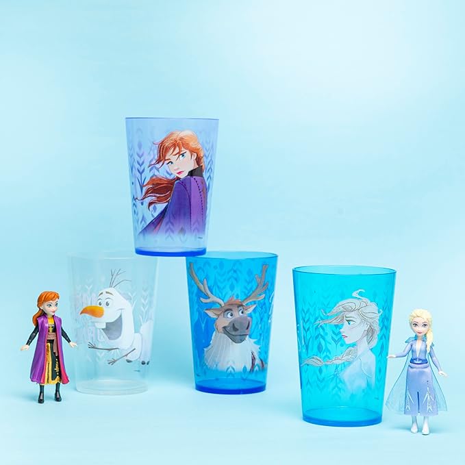 Zak Designs 14.5oz Disney Frozen 2 Nesting Tumbler Set Includes Durable Plastic Cups, Fun Drinkware is Perfect for Kids, 4pk (14.5oz, Anna & Elsa & Olaf)
