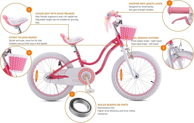 RoyalBaby Girls Bike Classic & EZ Kids Bike, Balance and Pedal Bicycle, 12 14 16 18 20 Inch Toddlers to Big Kids 3-10 Years