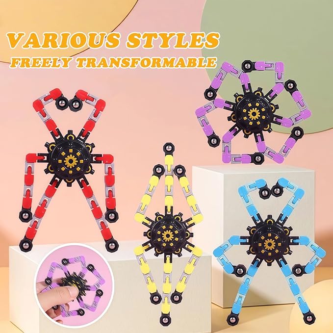 12pcs Transformable Fidget Spinners Children's Advanced Fidget Toys for Stress Relief Ideal Fidget Spinners for Sensory Toys for Boys and Girls with Autism，Party Favors