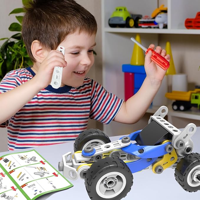 10 in 1 Electric Stem Toys for 5 6 7 8 9+ Year Old Boys Toy Building Blocks Set Stem Kit Kid Age 4-8 5-7 8-10 Educational Creative Game Construction Activities Robot Excavator Birthday Gift Idea