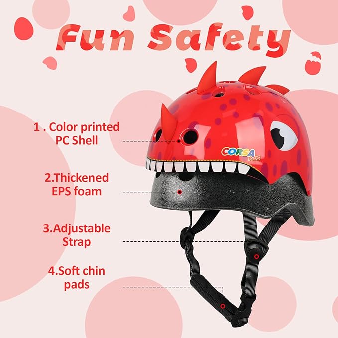 Toddler Kids Bike Helmet, Adjustable and Multi-Sport, 3 Sizes for Ages 1-2-3-5-8-14 Years Child Infant Boys Girls