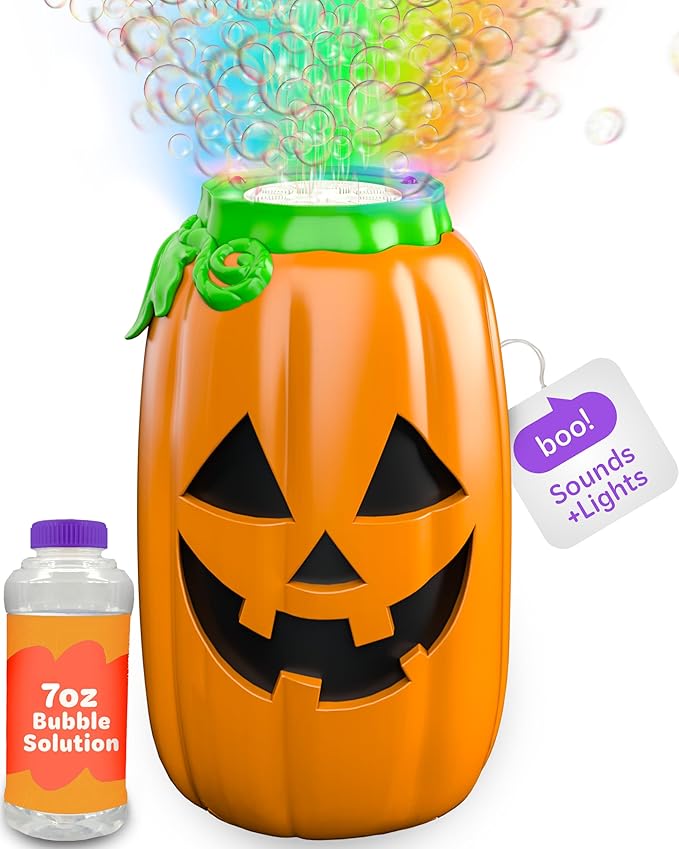 Move2Play, Halloween Bubble Machine | Indoor or Outdoor Decoration That Includes Spooky Sound Effects, Lights, and Bubbles | Halloween Party Decor | Toy for Toddlers, Kids, Adults