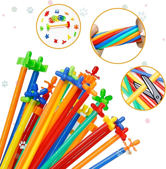 Ggiibro Straw Constructor Toys 1200Pcs STEM Building Toys Aged for 3 4 5 6 7 8+ Interlocking Plastic Toys Preschool Engineering Thin Tube Blocks Toy Educational Toy Kit for Classroom Kids Toys Set