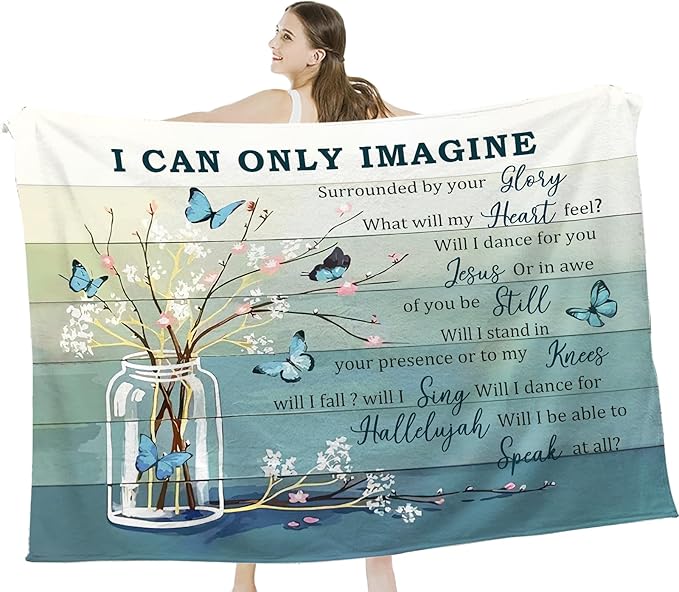 Christian Butterfly Blanket for Women, I Can Only Imagine Fleece Blanket Gifts for Boys Girls, Warm Cozy Soft Flannel Christ Stuff for Bed Sofa Couch 50" x 40"