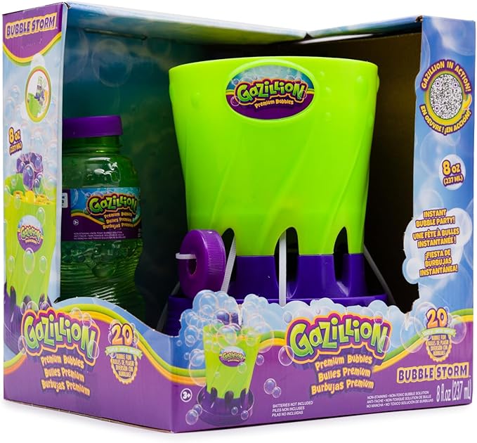 Gazillion Bubble Storm Bubble Making Machine - Portable Bubble Maker - Instant Bubble Creation - Outdoor Toy for Kids - 8 oz. Bubble Solution Included - Ages 3+