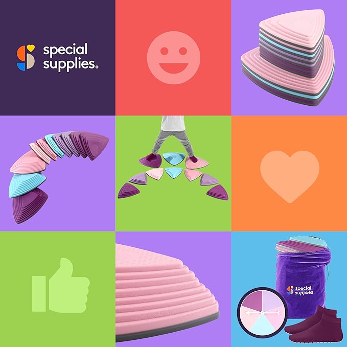 Special Supplies 10 Stepping Stones for Kids Indoor and Outdoor Balance Blocks Promote Coordination, Balance Strength Child Safe Rubber, Non-Slip Edging