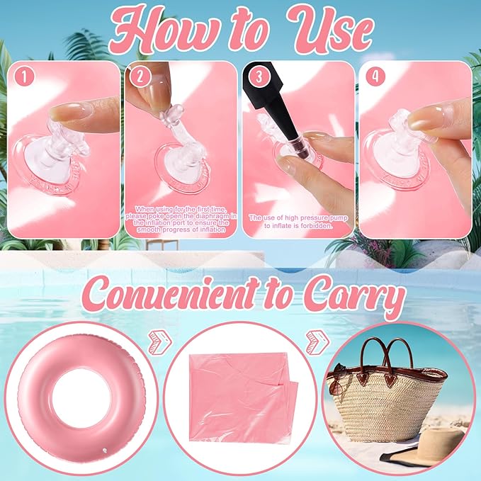 8 Pcs Large Inflatable Pool Float 36 Inches Swimming Ring Pool Floats Adult Inflatable Tube for Summer Vacation Beach River Bachelorette Wedding Party Supplies