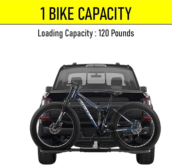 2 Inch Hitch Bike Rack for Car Hitch-Mount, Hitch Ebike Rack for Car 1 Bike, Car Bicycle Rack for SUV (All Black)