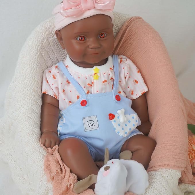 18.5 in Full Silicone Reborn Baby Dolls, 1:1 Lifelike Newborn Dolls Non Vinyl Realistic Reborn Toddler Dolls Boy Washable Sleeping Doll