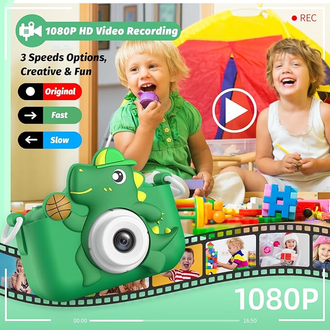 Kids Camera Toy, masterbee Dinosaur Toys Camera for Kid Age 3-12, Christmas/Birthday Gifts for Boys and Girls, 1080P HD Kids Digital Camera, Children Camera Gift for 3 4 5 6 7 8 9 10 11 12 Year Old