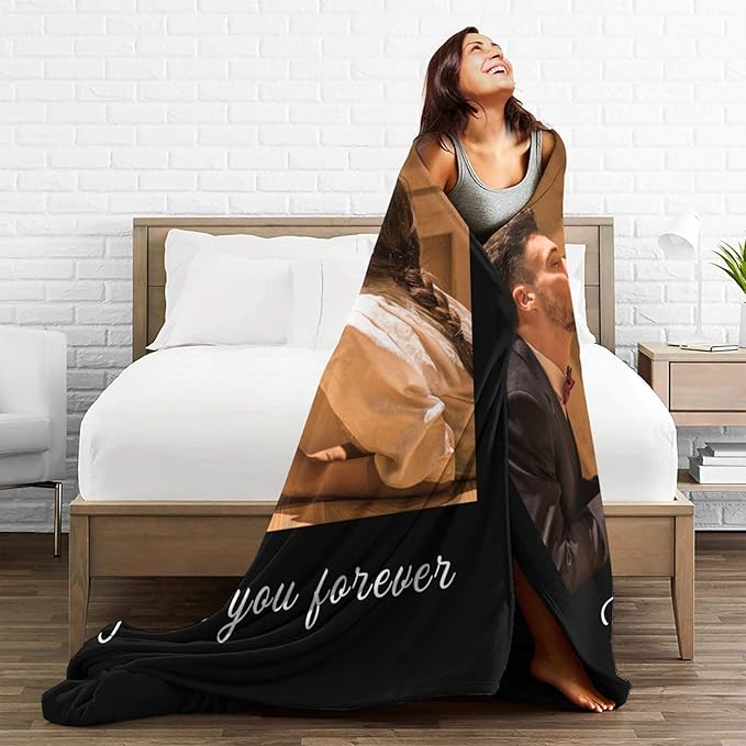 Custom Blanket with Photos, Personalized Blankets with Picture, I Love You Girlfriend Boyfriend Couples Gifts, for Birthday Christmas Women Men Adult Kids Mom Dad Wife Husband