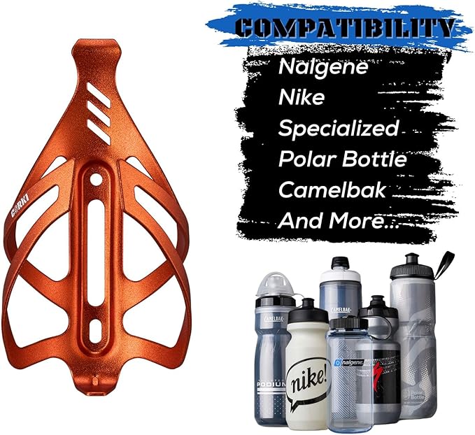 Corki Cycles Bike Water Bottle Holder Aluminum Alloy, Universal Bike Water Bottle Cage for Road, Mountain and Gravel Bikes -1 Pack - Orange