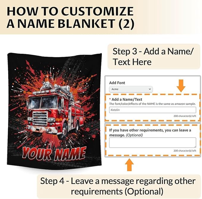 Personalized Fire Truck Blanket for Boys - Cozy Fuzzy Flannel Throw Gifts for Teens, Men - Firefighter Throws Blankets Decor for Couch, Sofa