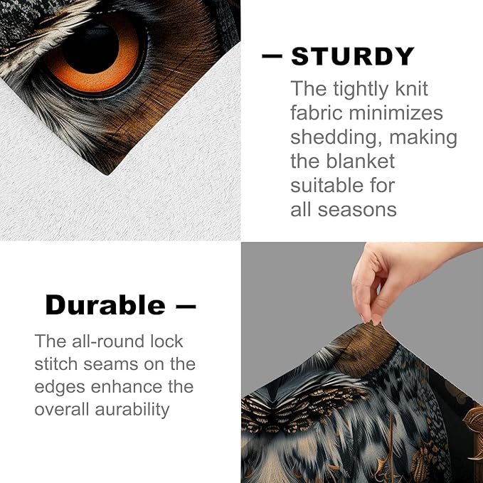 Owl Blanket for Women Kids Adults, Flannel Owl Blankets Gifts, Tarot Cards Owl Throw Blanket for Sofa Couch Bed Living Room Soft Warm Cozy Owl Decor 50" x 40"