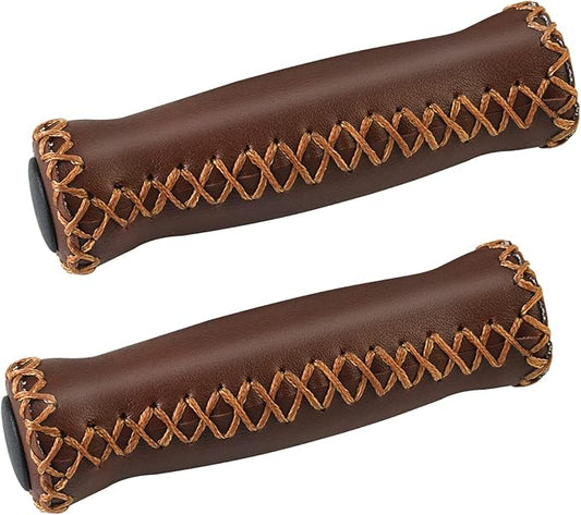 SOLODRIVE Bike Handlebar Grips, Vinyl Leather Grips, Hand-Stitched for Beach Cruiser Bike, Fits Most 22.2mm (7/8") Bicycle Handlebar