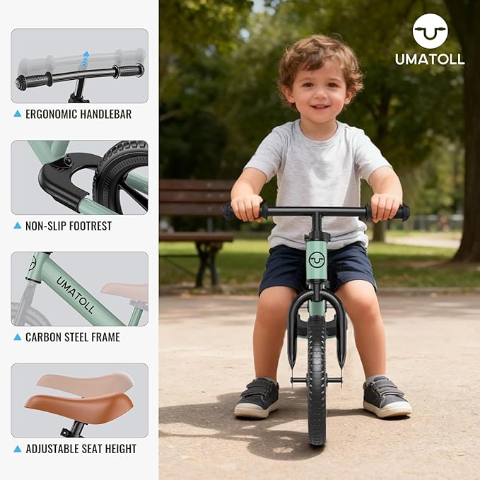 Umatoll Toddler Balance Bike for 2-5 Year Old, Adjustable Kids Toy Bicycle, Gift for Ages 2-3 Girls Boys