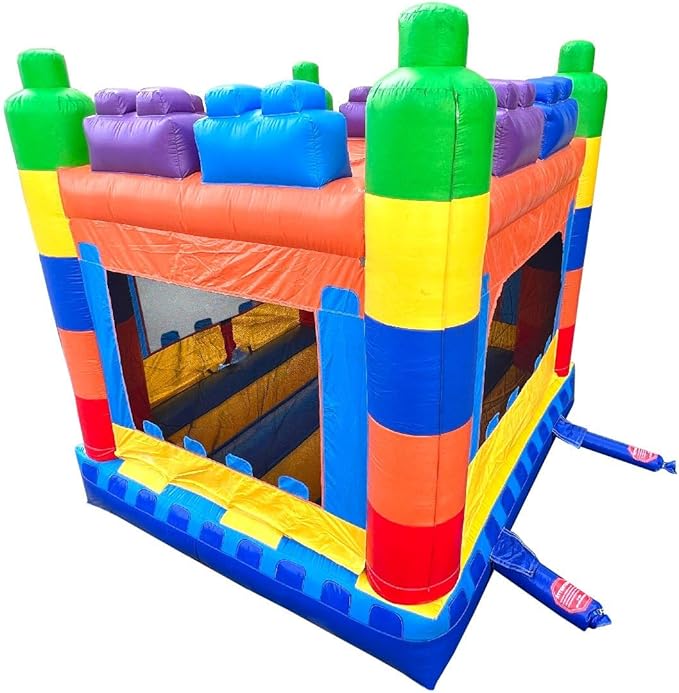 Crossover Building Blocks Inflatable Bounce House, Bouncy Jump Castle for Kids and Toddlers, Outdoor Birthday Party Jumping Bouncer, Commercial-Grade, Without Blower, 13 x 12 x 14.5 Ft