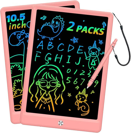 LCD Writing Tablet Doodle Board, Colorful Drawing Pad, Electronic Drawing Tablet, Drawing Pads,Travel Gifts for Kids Ages 3 4 5 6 7 8 Year Old Girls Boys (10.5 inch, Pink&Pink)