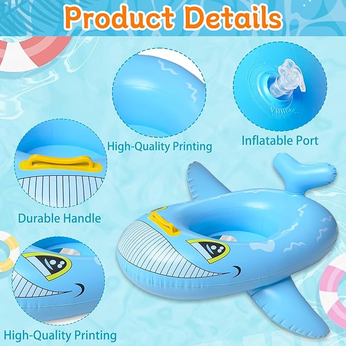 4 Pack Inflatable Pool Floats for Toddler Age 1-4 Animal Swim Tube Rings for Kids Infant Baby Ride on Beach Floaties with Safety Seat&Handle for Summer Lake Pool (Flamingo, Turtle, Whale, Dalmatian)