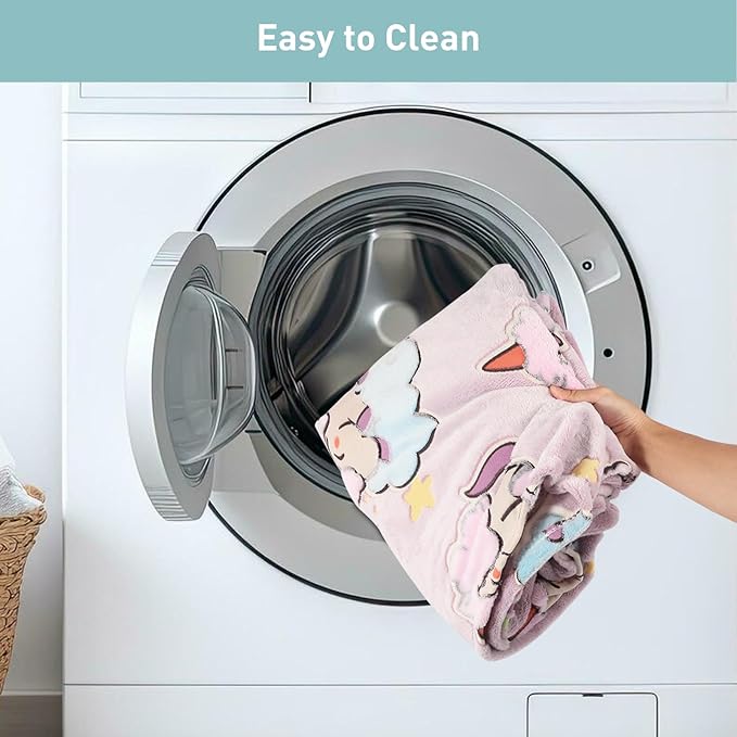 Glow in The Dark Blanket Unicorn Pattern for Unique Birthday Gifts for Girls Boys Teens, Lightweight Soft Cozy Warm Fuzzy 50"×60" Purple