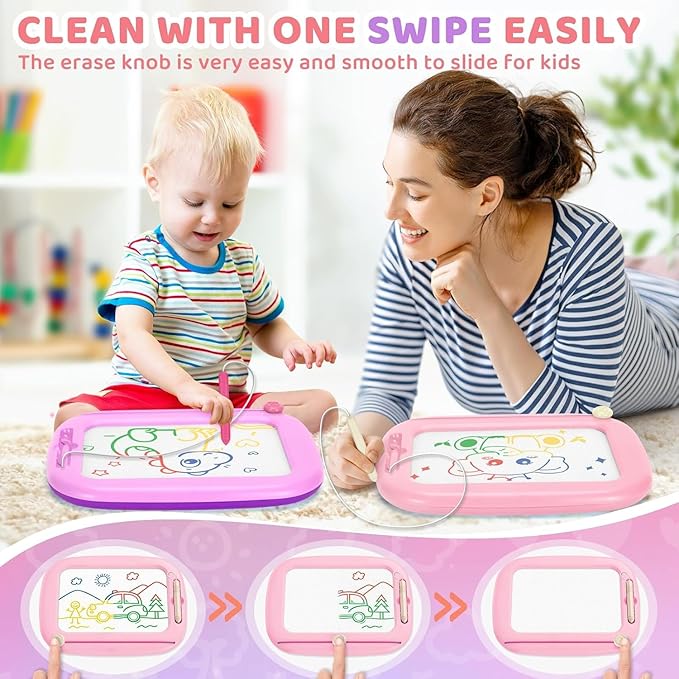 Toddler Toys for 1-3 Year Old Girls, 2 Pack Magnetic Drawing Board, Learning & Educational Magna Doodle Pad for Toddler, Christmas Birthday Gift for 1 2 3 Year Old Baby Kids